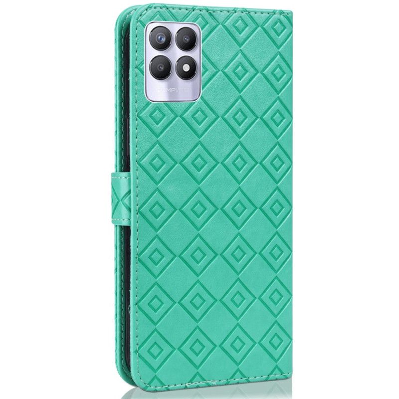 Housse Realme 8i Simili Cuir Motif Carreaux