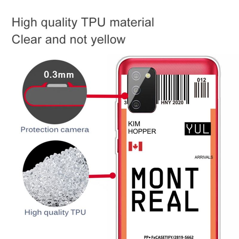 Coque Samsung Galaxy A02s Boarding Pass To Montreal