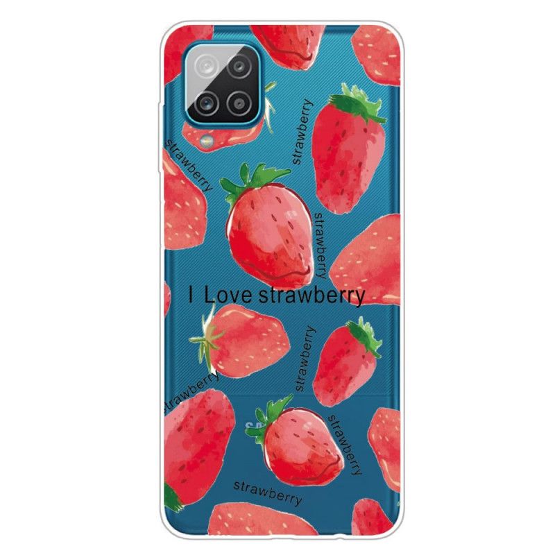 Coque Samsung Galaxy A12 Fraises / I Love Strawberry