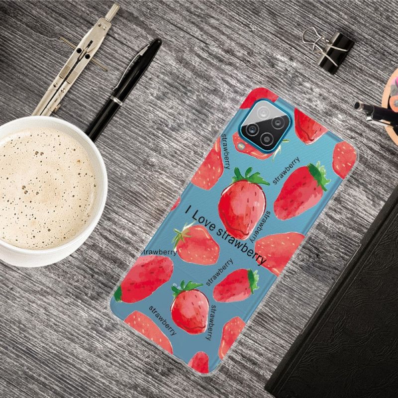 Coque Samsung Galaxy A12 Fraises / I Love Strawberry