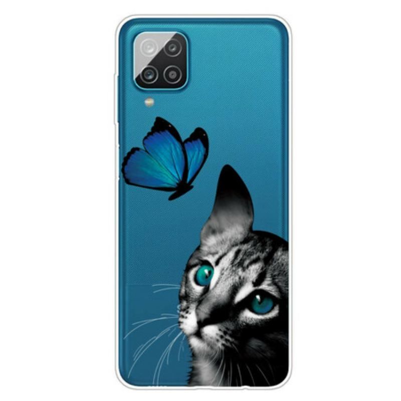 Coque Samsung Galaxy A12 / M12 Chat et Papillon