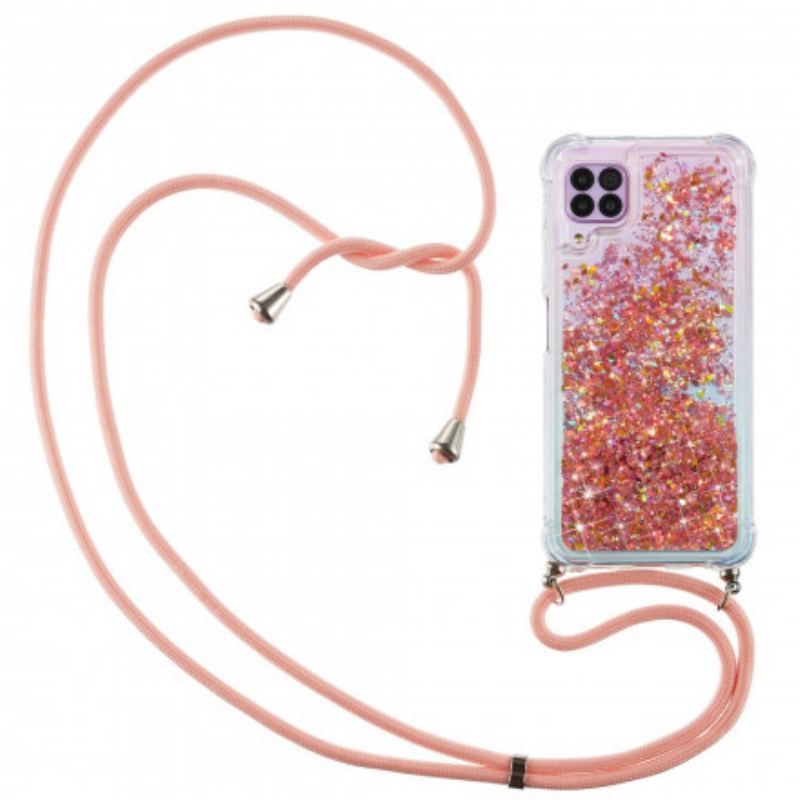 Coque Samsung Galaxy A12 / M12 Paillettes avec Cordon