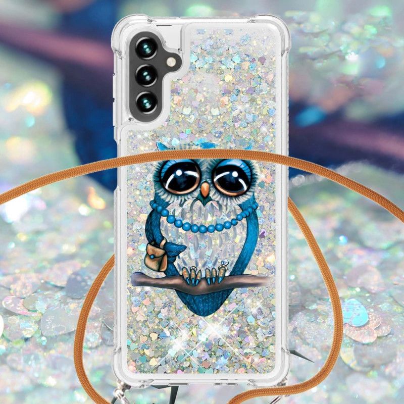 Coque Samsung Galaxy A13 5G À Cordon Paillettes Miss Hibou