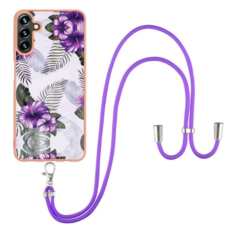 Coque Samsung Galaxy A13 5G / A04s à Cordon Fleurs