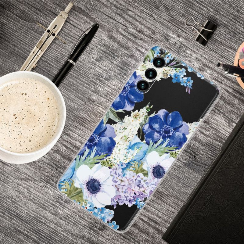 Coque Samsung Galaxy A13 5G Fleurs Bleues Aquarelle