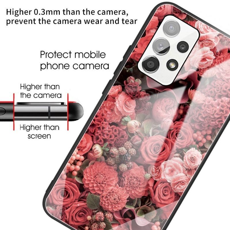 Coque Samsung Galaxy A13 Verre trempé Fleurs Roses