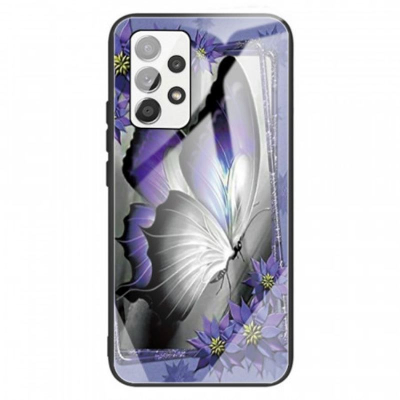 Coque Samsung Galaxy A13 Verre Trempé Papillon Violet