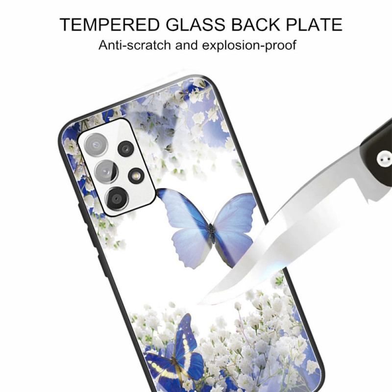 Coque Samsung Galaxy A13 Verre Trempé Papillons Design