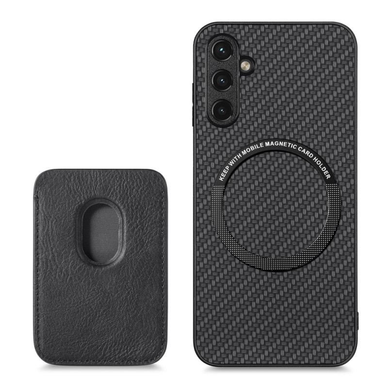 Coque Samsung Galaxy A14 5G / A14 Fibre Carbone Porte-Cartes Amovible