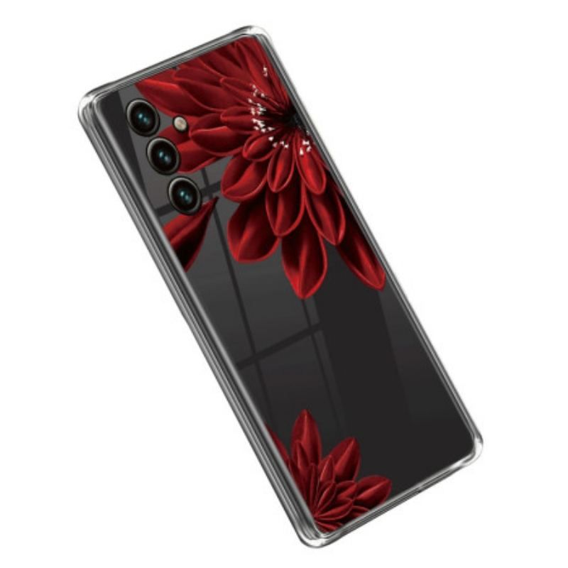 Coque Samsung Galaxy A14 5G / A14 Transparente Fleur Rouge