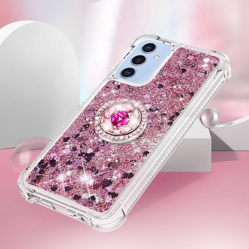 Coque Samsung Galaxy A15 5G Anneau-Support Paillettes Liquides