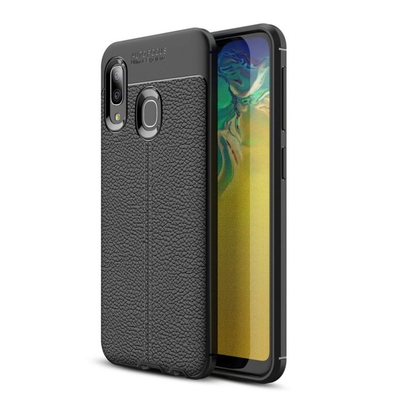 Coque Samsung Galaxy A20e Effet Cuir Litchi Double Line