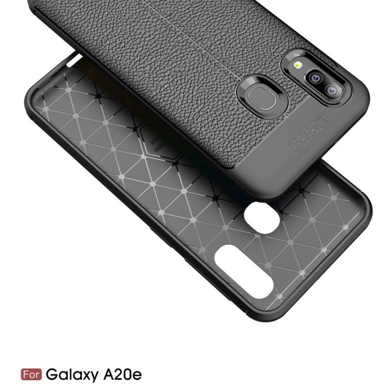 Coque Samsung Galaxy A20e Effet Cuir Litchi Double Line