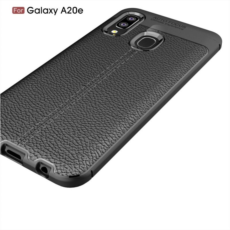 Coque Samsung Galaxy A20e Effet Cuir Litchi Double Line