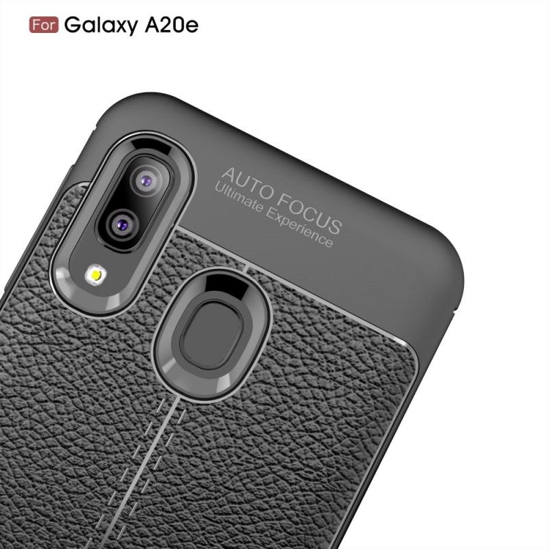 Coque Samsung Galaxy A20e Effet Cuir Litchi Double Line