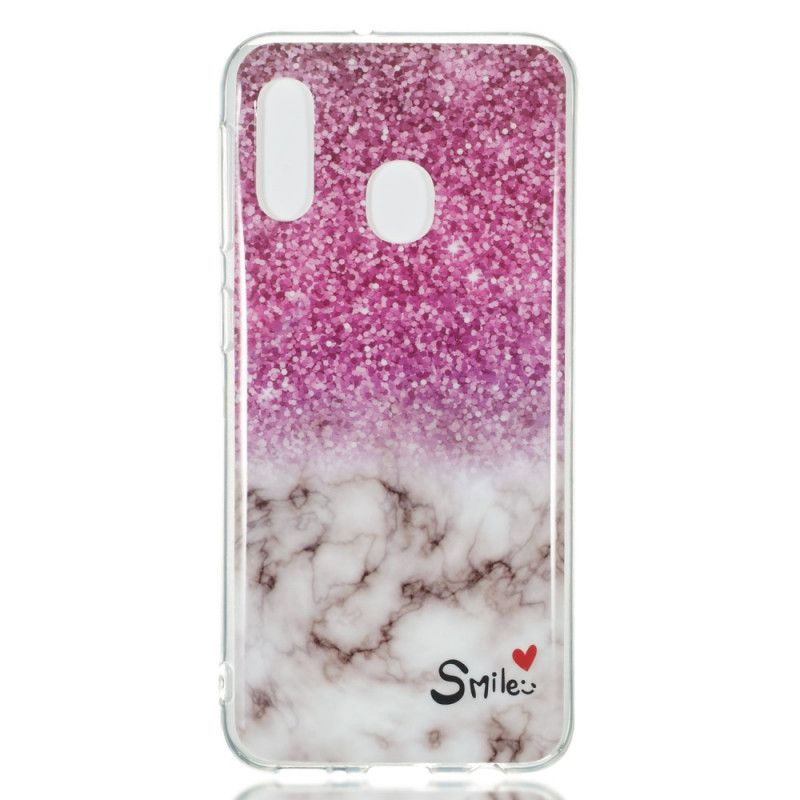 Coque Samsung Galaxy A20e Marbre Paillettes Et Smile