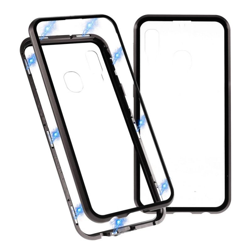 Coque Samsung Galaxy A20e Rebords Métal Et Verre Trempé