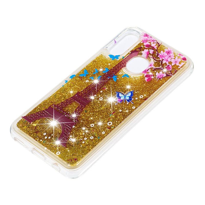 Coque Samsung Galaxy A20e Tour Eiffel Paillettes Dorées