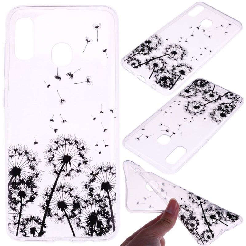 Coque Samsung Galaxy A20e Transparente Pissenlits Noirs