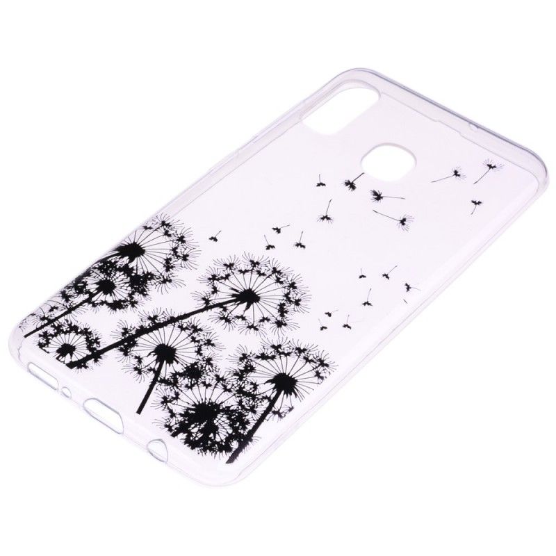 Coque Samsung Galaxy A20e Transparente Pissenlits Noirs