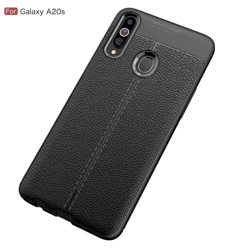 Coque Samsung Galaxy A20s Effet Cuir Litchi Double Line