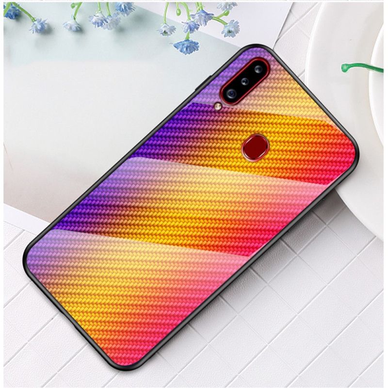 Coque Samsung Galaxy A20s Verre Trempé Fibre Carbone