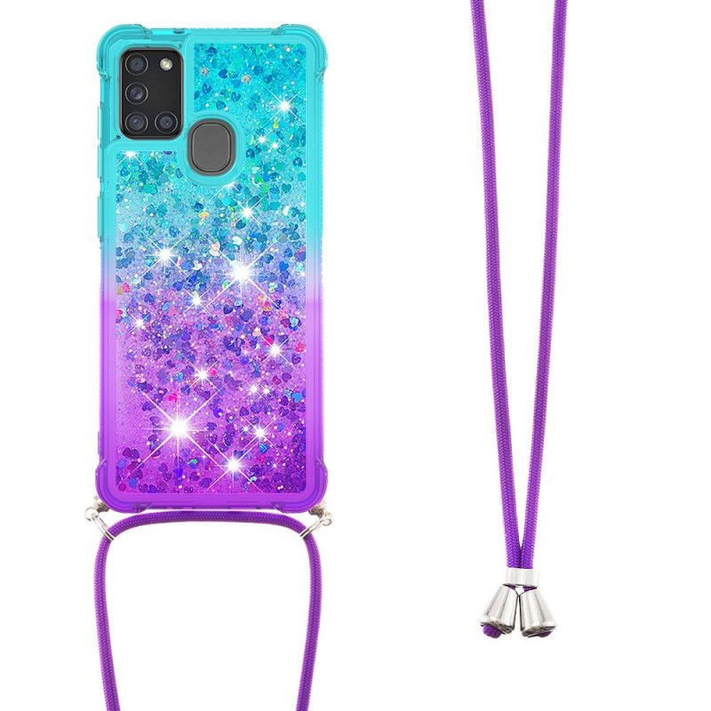 Coque Samsung Galaxy A21s Silicone Paillettes Et Cordon