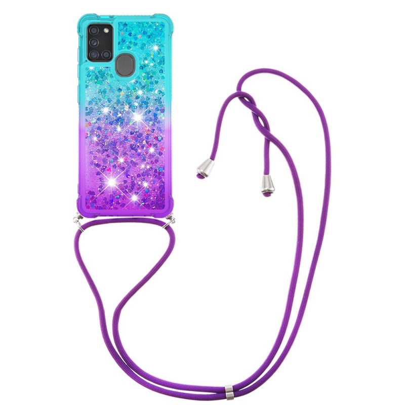 Coque Samsung Galaxy A21s Silicone Paillettes Et Cordon