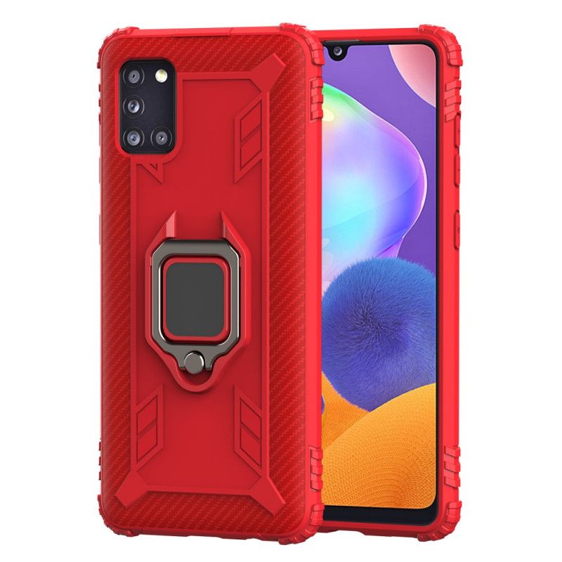 Coque Samsung Galaxy A31 Ring Et Fibre Carbone