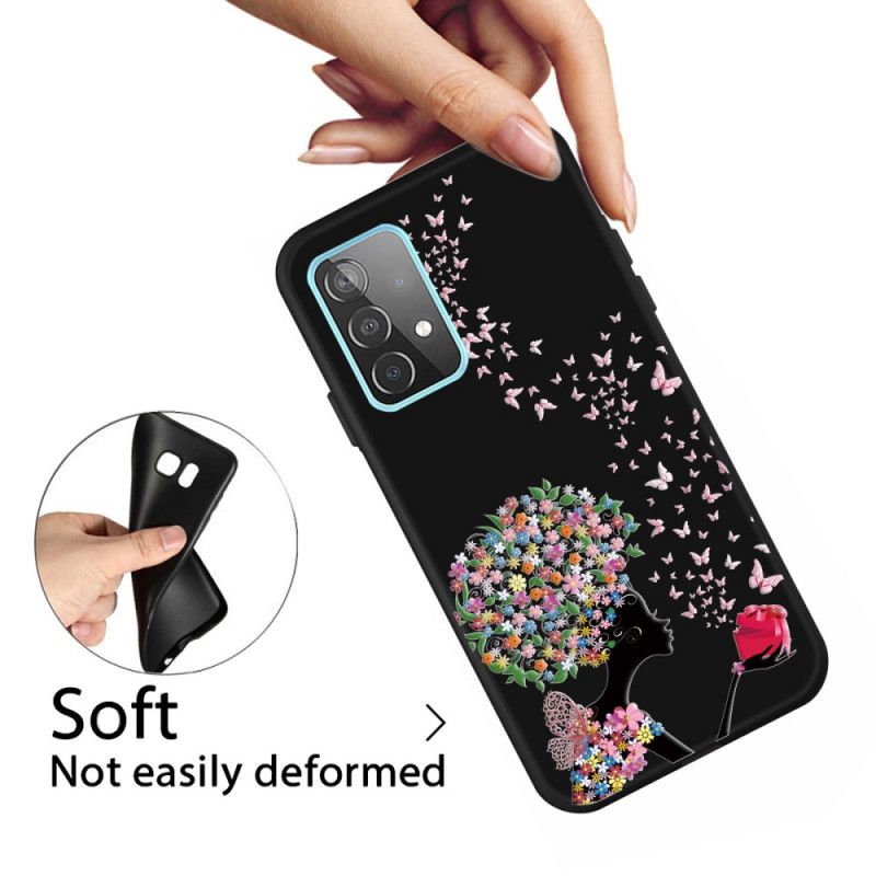 Coque Samsung Galaxy A32 5g Femme À La Tête Fleurie