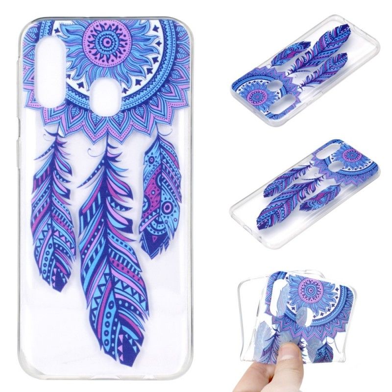 Coque Samsung Galaxy A40 Attrape Rêves Plumes Bleues