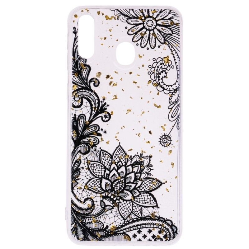 Coque Samsung Galaxy A40 Dentelle Et Poussière D'or