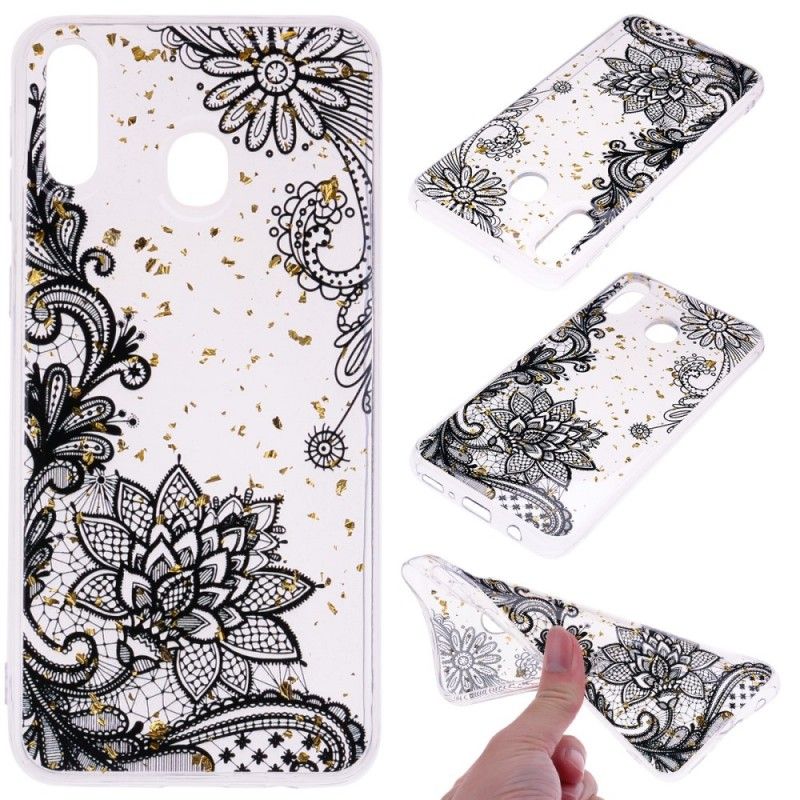 Coque Samsung Galaxy A40 Dentelle Et Poussière D'or