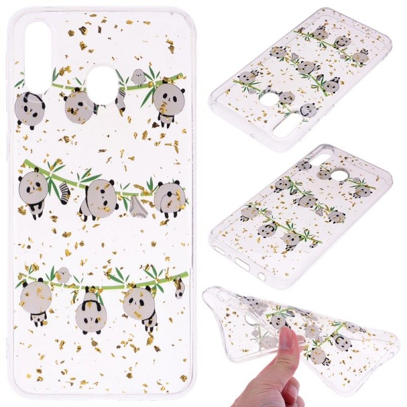 Coque Samsung Galaxy A40 Pandas Sur La Corde À Linge