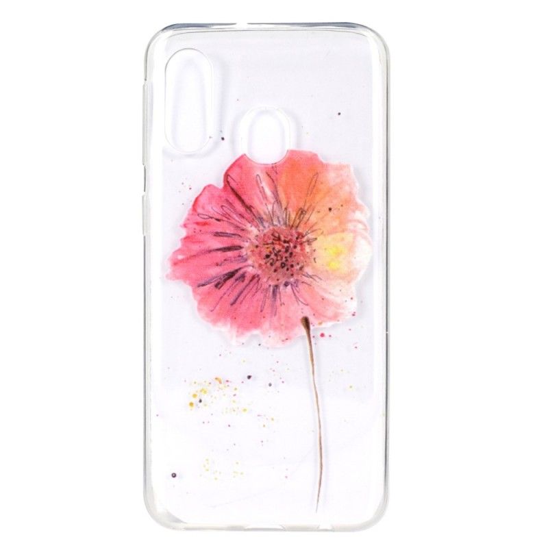 Coque Samsung Galaxy A40 Transparente Coquelicot Aquarelle