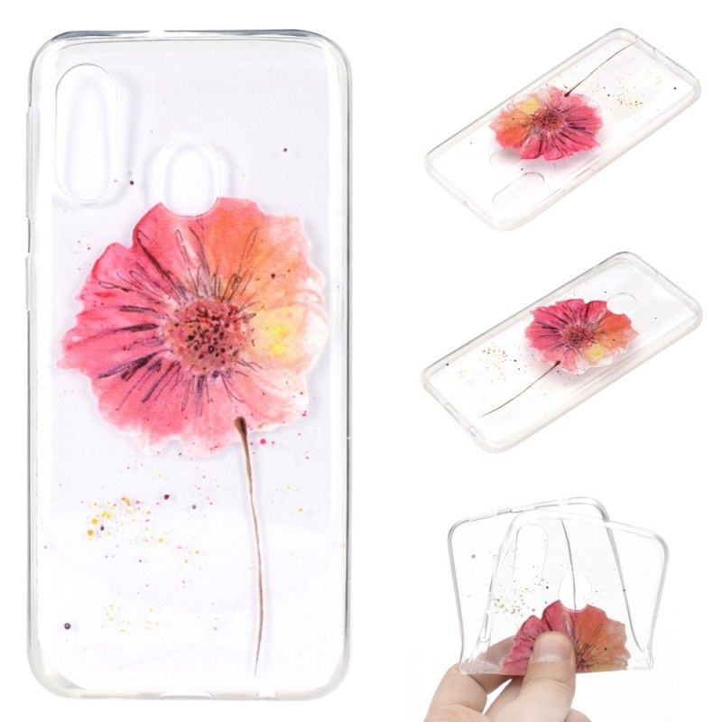 Coque Samsung Galaxy A40 Transparente Coquelicot Aquarelle