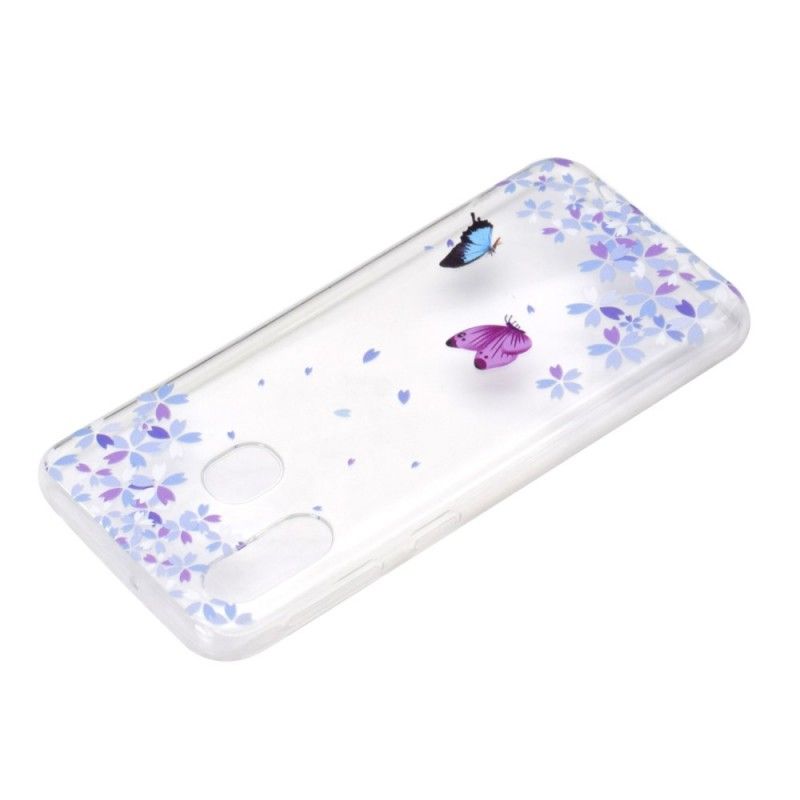 Coque Samsung Galaxy A40 Transparente Papillons Et Fleurs