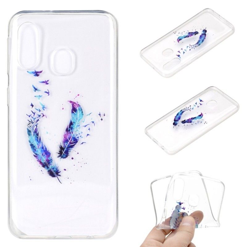 Coque Samsung Galaxy A40 Transparente Plumes