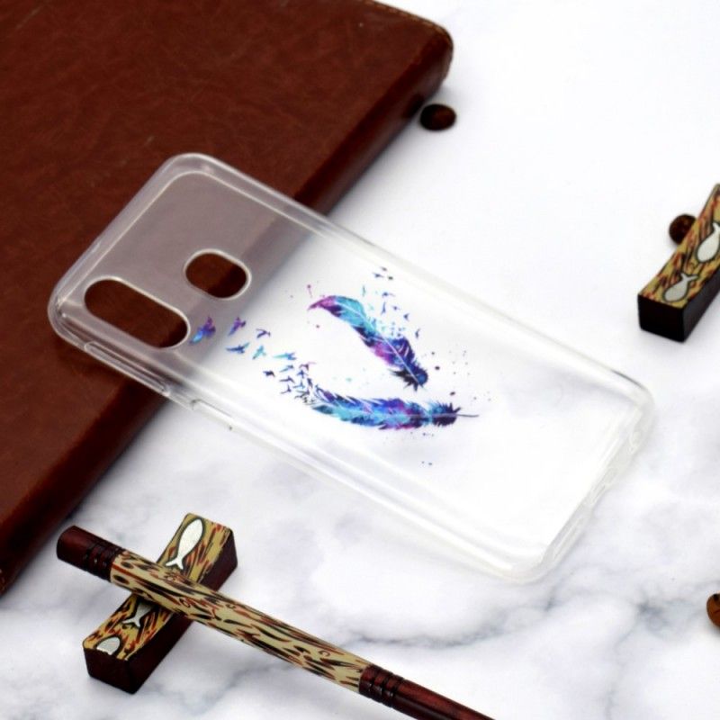 Coque Samsung Galaxy A40 Transparente Plumes