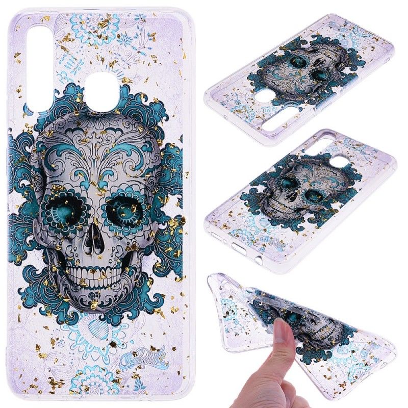 Coque Samsung Galaxy A50 Tête De Mort Bleue