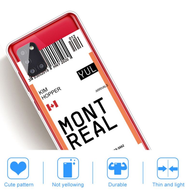 Coque Samsung Galaxy A51 Boarding Pass To Montreal