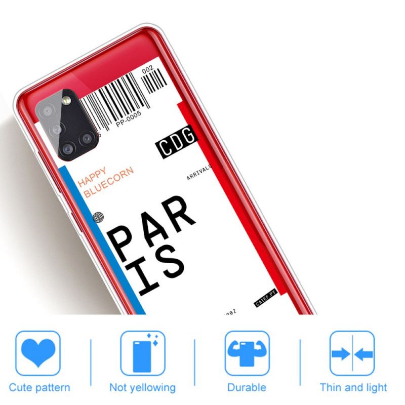 Coque Samsung Galaxy A51 Boarding Pass To Paris