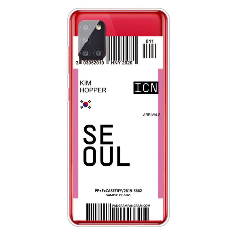 Coque Samsung Galaxy A51 Boarding Pass To Seoul