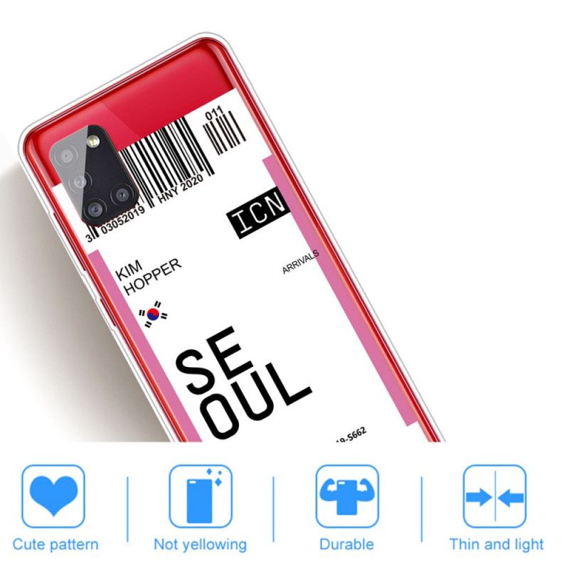 Coque Samsung Galaxy A51 Boarding Pass To Seoul