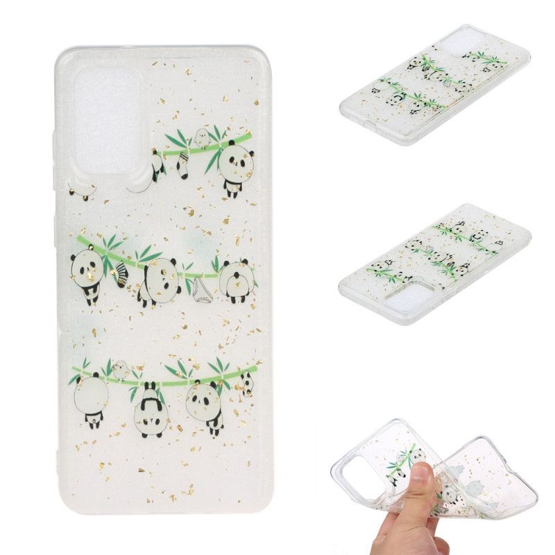 Coque Samsung Galaxy A51 Pandas Sur La Corde À Linge