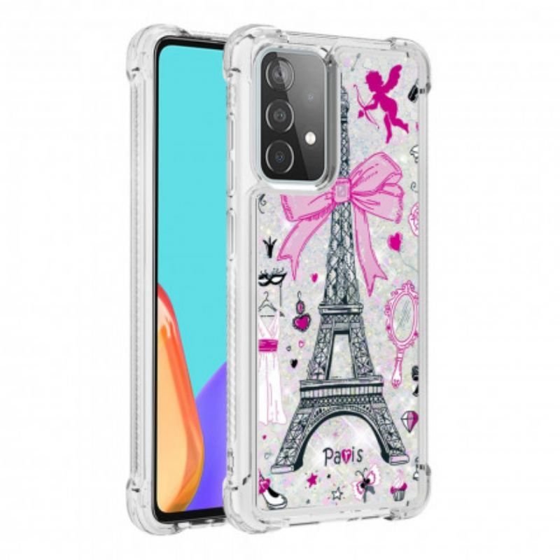 Coque Samsung Galaxy A52 4G / A52 5G / A52s 5G La Tour Eiffel Paillettes