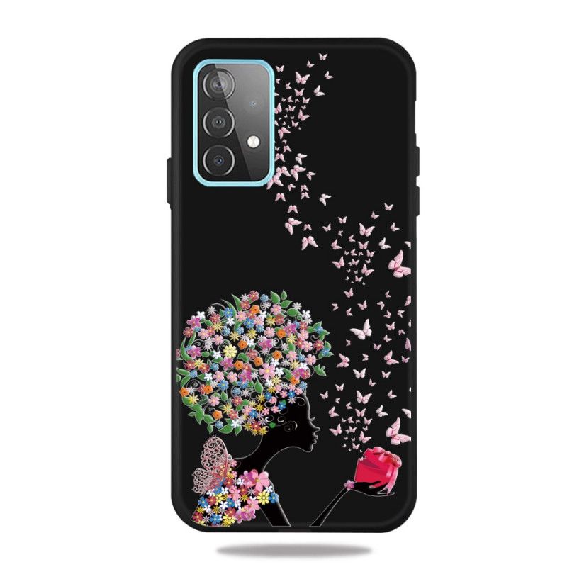 Coque Samsung Galaxy A52 4g / A52 5g Femme À La Tête Fleurie