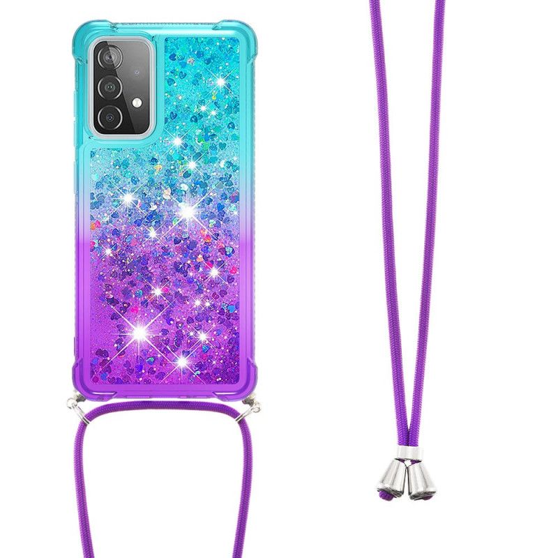 Coque Samsung Galaxy A52 4g / A52 5g Silicone Paillettes Et Cordon