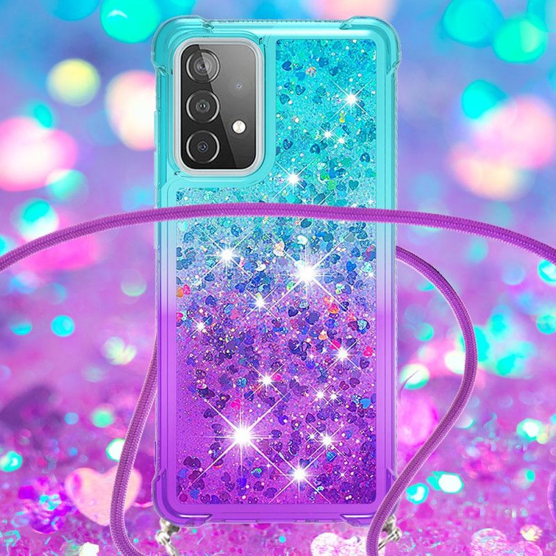 Coque Samsung Galaxy A52 4g / A52 5g Silicone Paillettes Et Cordon