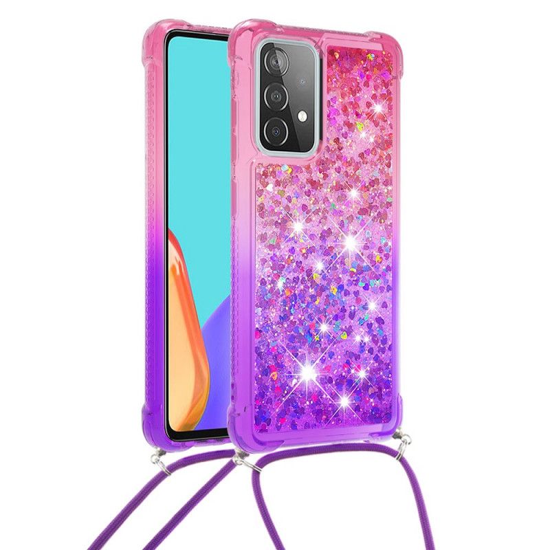 Coque Samsung Galaxy A52 4g / A52 5g Silicone Paillettes Et Cordon